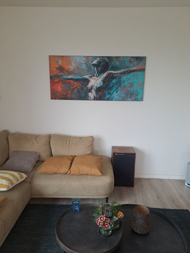 Turquoise Freedom Dance | Abstract Portrait Art  by Eye catching paintings 