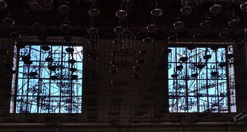 Wisselmanden voor de ramen van de kolenmijn