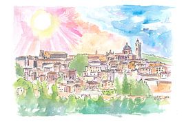 Montalcino town on a hill in Italy Tuscany by Markus Bleichner