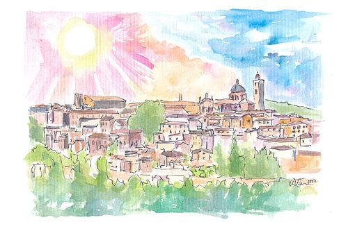 Montalcino ville sur une colline en Italie Toscane