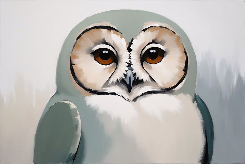 Peinture abstraite et sereine d'un hibou par Art & Soul Creations