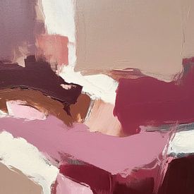 Abstract Painting Brushstrokes Pink Brown White Modern by Niklas Maximilian