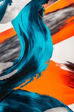 Colourful abstraction in blue and orange by Poster Art Shop