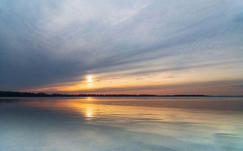 Sunset at the Haringvliet Bridge by Marcel de Vos