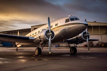 Un vieil avion vintage dans un hangar d'aéroport sur Animaflora PicsStock