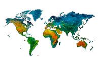 Carte du monde avec des couleurs gaies | Peinture à l'aquarelle par WereldkaartenShop Aperçu
