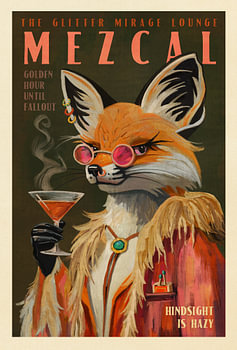 Affiche « Mezcal Fox ». Affiches vintage sur l'alcool, décorations pour cocktails d'& 