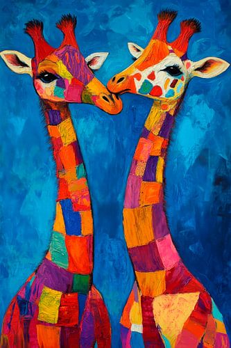 Kleurrijke giraffevrienden