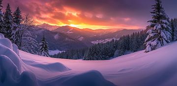 Winterwonder bij zonsopgang van fernlichtsicht