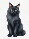 Quirky Elegance: The Black Maine Coon on Paper by Hilde Remerie Photography and digital art thumbnail