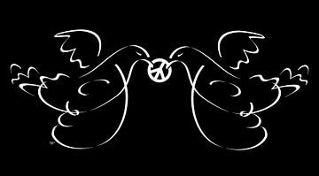 Witte vredesduiven in zwart van ART Eva Maria