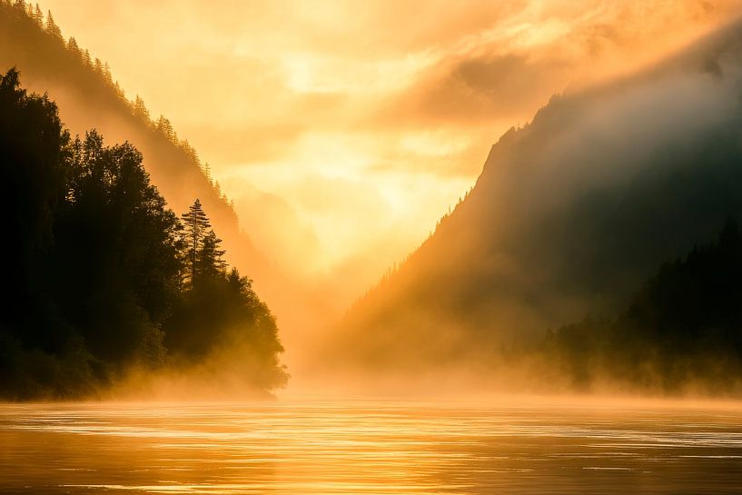 Morgendämmerung Fluss von Poster Art Shop