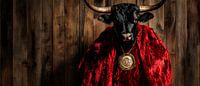 Stier met rode cape en medaille van Poster Art Shop thumbnail