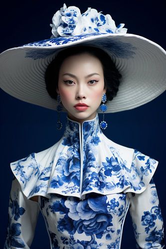 Asian Vintage Charm in Delft Blue