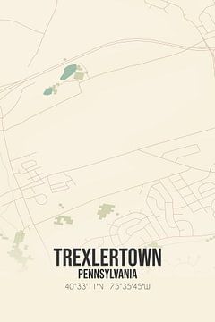 Carte ancienne de Trexlertown (Pennsylvanie), USA. sur Rezona