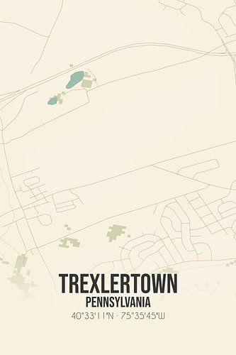 Vintage landkaart van Trexlertown (Pennsylvania), USA.