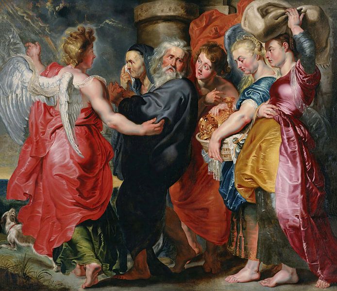 Die Flucht von Lot und seiner Familie aus Sodom, Jacob Jordaens von Meisterhafte Meister