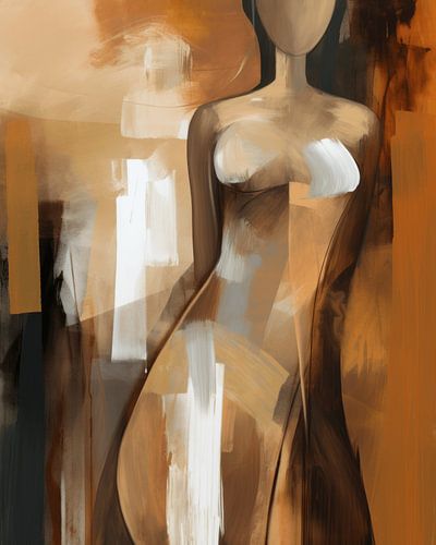 Modern abstract portret in aardetinten