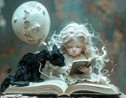 Meisje leest boek...