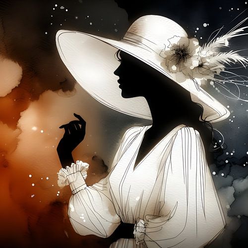 Lady in white watercolour