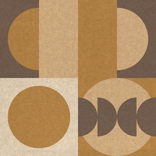 Retro Bauhaus geometrisch in okergeel en bruin III