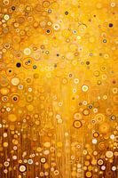 Abstraktes Feld mit Blumen in Gold
