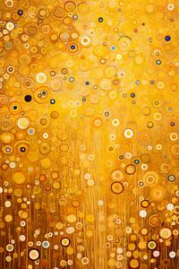 Abstraktes Feld mit Blumen in Gold