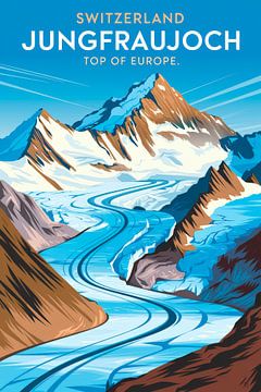 Jungfraujoch, Zwitserland Vintage Reisposter van Poster Art Shop