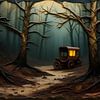 Zigeunerwagen in einem dunklen Wald von Nick Wendt