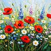 Sommerblumenfeld mit bunten Wildblumen von Studio Pieternel