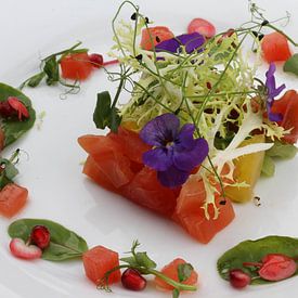 Tomato dish with pomegranate and watermelon by Frank Broenink