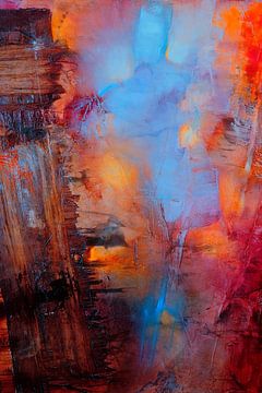 Crossing - colour play in red and blue by Annette Schmucker