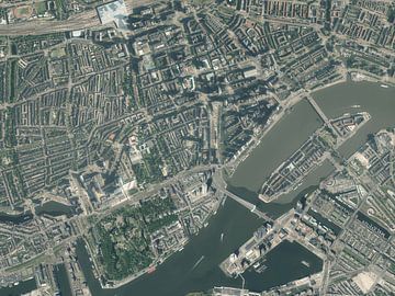 Vue aérienne du centre ville de Rotterdam sur Maps Are Art
