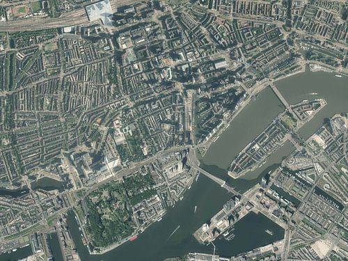 Luchtfoto van het stadscentrum van Rotterdam