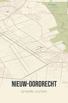 Vintage landkaart van Nieuw-Dordrecht (Drenthe) van Rezona