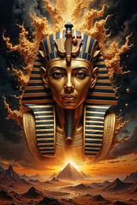 Fantasy Pharaoh Wall Art: PHARAONIS - The golden pharaoh above the desert