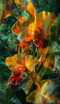 Orchideeënpracht in Oranje Mystiek van Color Square