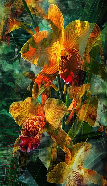 Orchideenpracht in Grüner Mystik von Color Square