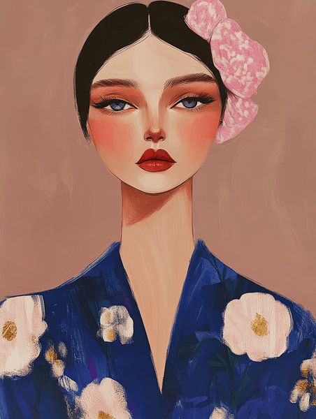 Modern portrait in purple and pink by Carla Van Iersel