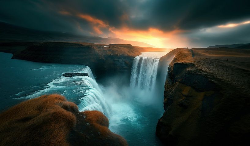 Idyllischer Herbst am Wasserfall von fernlichtsicht
