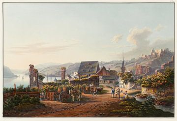 Gezicht op Bacharach en de Stahlek-ruïne, Johann Ludwig Bleuler