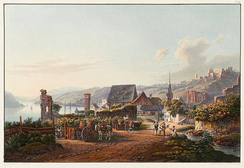 View of Bacharach and the Stahlek Ruin, Johann Ludwig Bleuler