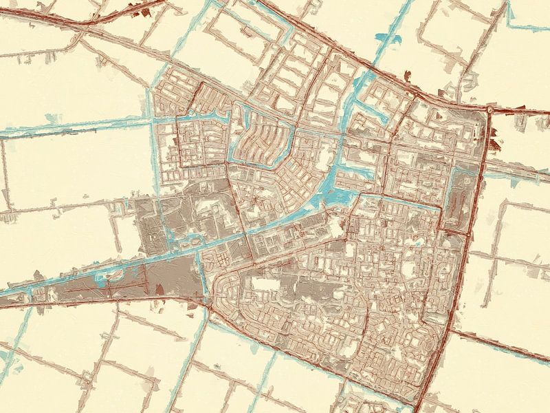Map of Dronten in the style Blue &amp; Cream by De Kaartenwinkel