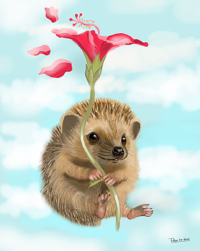 Egel vliegt aan bloem