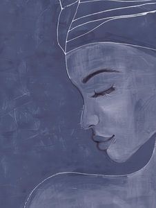 Modernes und abstraktes Portrait in blau/lila