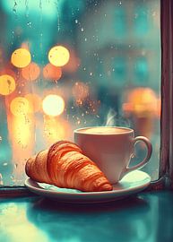 Cosy morning with coffee and croissant by the window by Pixelbull Design