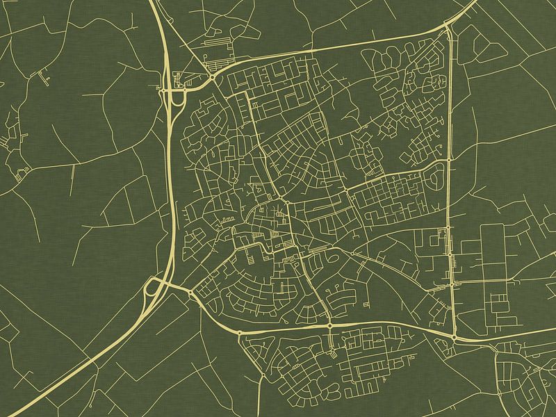 Map of Uden in Green Gold by De Kaartenwinkel