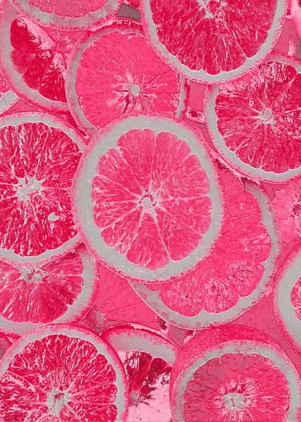 Metallic Limes - Neon Magenta Abstracte Muur Art van Millennial Prints