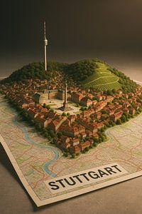 Stuttgart City &amp ; Vineyards Miniature Art - Décoration de la région souabe