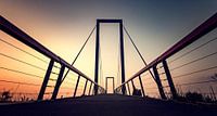 Fahrradbrücke Blauwestad bei Sonnenuntergang von Martijn van Dellen Miniaturansicht